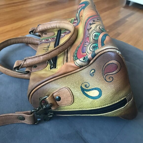 Anuschka Handpainted Leather Satchel w/ Detachable Strap - Picture 10 of 16